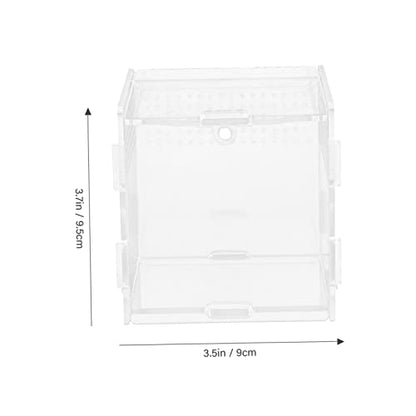 Acrylic Feeding Box for Reptiles Terrarium Kit Observation Window Easy Cleaning - size: 9.5x9cm