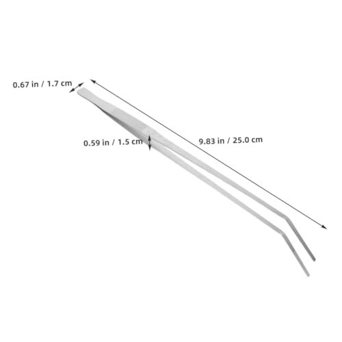 2pcs Heavy-Duty Stainless Steel Reptile Feeding Tongs Curved Aquarium Tweezers for Terrarium Use Long Handle Tweezers for Feeding Lizards and Aquatic Plants