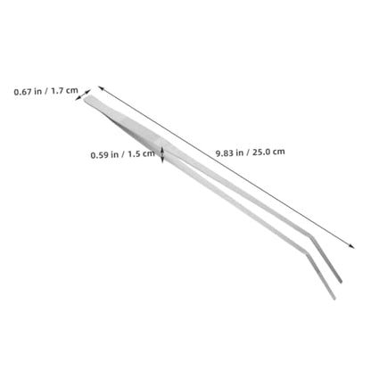 2pcs Heavy-Duty Stainless Steel Reptile Feeding Tongs Curved Aquarium Tweezers for Terrarium Use Long Handle Tweezers for Feeding Lizards and Aquatic Plants