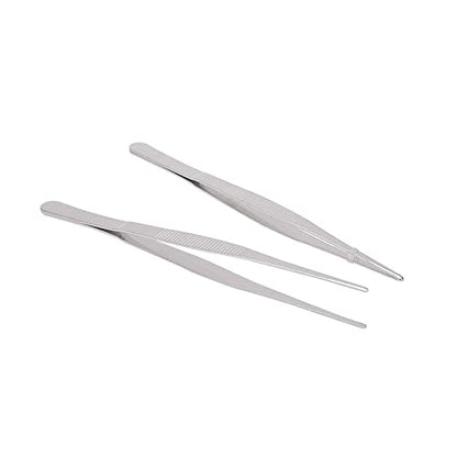 Stainless Steel Tweezers with Serrated Tip Aquarium Polished Long Handle Precision Tweezers for Craft, Electronics Fish Tank Plants Reptile Feeding Tongs with Round Tip 20cm 2pcs