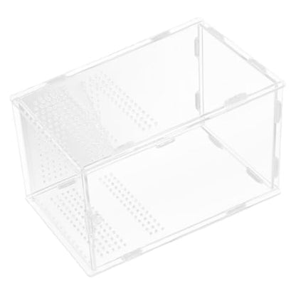 Healeved Feeder Box and Secure Lock Acrylic Reptile with Modular Design Multifunctional Reptile Breeding Enclosure with Ventilation Holes and Feeding for Safe Pet Habitat