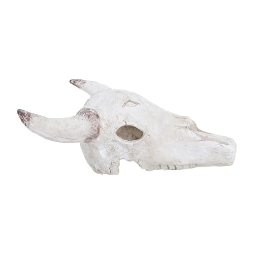 Cabilock Resin Reptile Hideout Cattle Skull Terrarium Decoration Turtle Hideout Lizard Gecko Tank Ornament Easy to Clean Desert Landscape Pet Habitat Cave