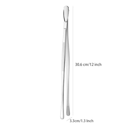 DEHOV 12 Inch Stainless Steel Kitchen Long Food Tweezers For Cooking,Metal Pasta Tongs,Skinny Chef Spaghetti Tongs - color: Silver