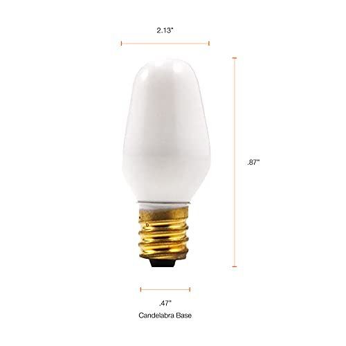 Sylvania Incandescent 4W C7 Night Light Bulb, E12 Candelabra Base, 15 Lumens, Frosted Finish, 2850K, White - 4 Pack (13553) - color: Frosted Finish