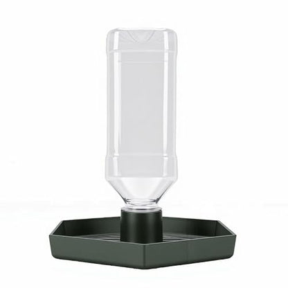 GLOGLOW Reptile Water Dispenser Automatic Gravity Feeder Tank Hex Anti Slip Tray, Low Level No Spill Design for Bearded Dragon Turtle Snake, Self Refilling Terrarium Bowl (Dark Green) - color: Dark Green