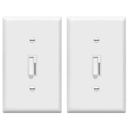 TG Digital Toggle Dimmer Light Switch for Dimmable LED, CFL and Incandescent Light Bulbs, Single Pole/ 3-Way, Wall Plate Included, UL Listed, 2 Pack, White - color: White