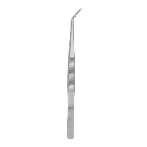 Stainless Steel Tweezers, with Curved Serrated Tip Multipurpose Tweezers Sewing Machine Tweezers Forceps for Craft Repairing (1)