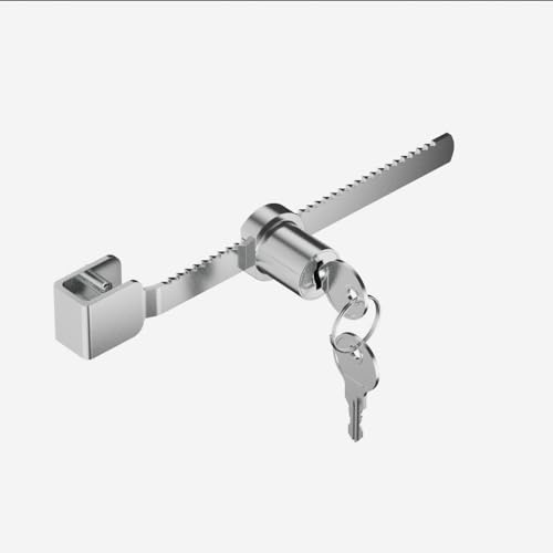 Sliding Glass Door Ratchet Lock with Chrome Finish – Keyed Alike, Fits 4-8mm Glass, Secure Showcase Display Case Lock for Cabinets, Retail Stores & Home Use - 2 Pack - size: 2 Pack