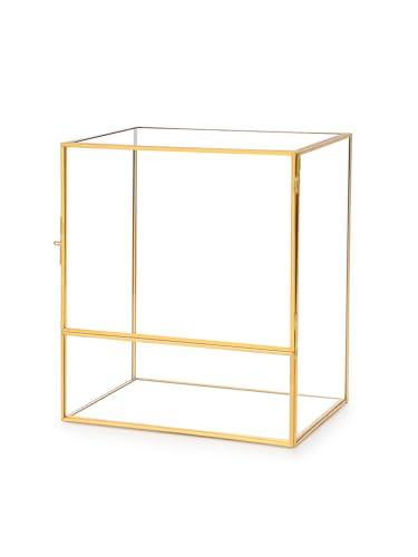 REDHUGO Glass Planter Terrariums with Door, Glass Terrarium Glass Greenhouse, Geometric Plants Terrariums Planter for Moss, Succulent, Indoor Tabletop Centerpiece, Rectangle, Gold (Terrarium ONLY) - color: Gold