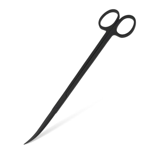 Mandala Crafts 10 Inches Black Stainless Steel Curved Aquarium Scissors for Trimming Aquatic Plants – Bent Aquascape Scissors for Fish Tanks, Hospital Tanks, Goldfish Bowls, and Terrariums - color: Black Curved Scissors, size: 10 Inches