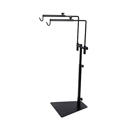 Reptile Lamp Stand, Pet Land Bracket, 2 Hooks Adjustable Metal Floor Light Holder Support for Reptile or Succulent Plants Glass Terrarium Heating