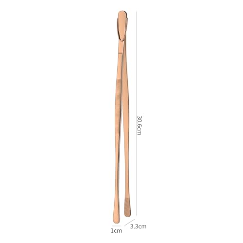 DEHOV 12 Inch Stainless Steel Kitchen Tongs For Cooking Tweezers, Rose Gold Metal Long Food Tweezers, BBQ Grilling Tongs For Spaghetti - color: Rose Gold