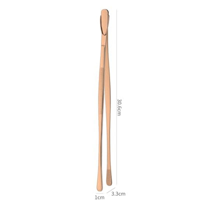 DEHOV 12 Inch Stainless Steel Kitchen Tongs For Cooking Tweezers, Rose Gold Metal Long Food Tweezers, BBQ Grilling Tongs For Spaghetti - color: Rose Gold