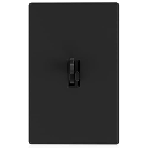 AIDA Digital Toggle Dimmer Switch for Dimmable LED, CFL & Incandescent Bulbs, Single Pole/3-Way, Screwless Wall Plate Included, UL Listed, No Neutral Wire Needed, Black, (1 Pack) - color: Black, size: Toggle Dimmer with Wall Plate