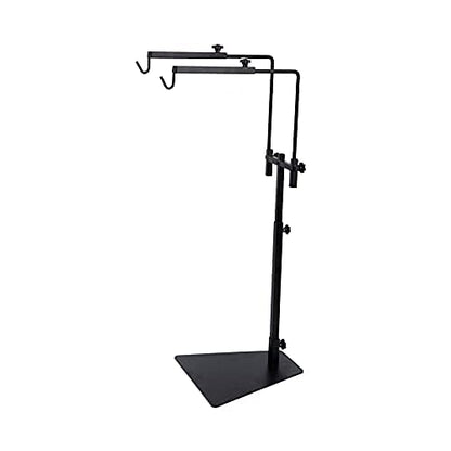 Reptile Heat Lamp Stand,Pet Lamp Holder, Adjustable Metal Floor Light Lamp Bracket Support with 2Hooks for Reptile Small Animals or Succulent Plants Glass Terrarium