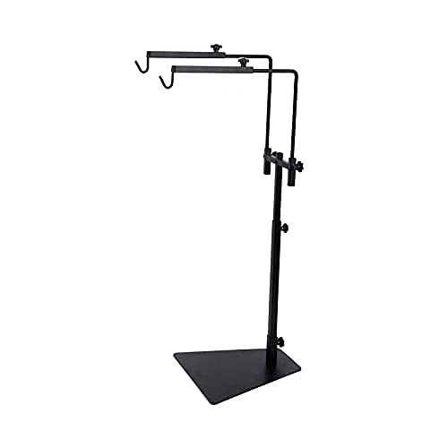 Reptile Heat Lamp Stand,Pet Lamp Holder, Adjustable Metal Floor Light Lamp Bracket Support with 2Hooks for Reptile Small Animals or Succulent Plants Glass Terrarium