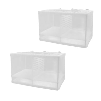 MY MIRONEY 2PCS 10.24" x 5.91" x 5.91" Fish Tank Breeder White Nylon Fish Incubator Mesh Box Aquarium Fish Fry Hatchery Breeder with Suction Cups (with Divider) - style: 10.24" x 5.91" x 5.91"; White; with Divider