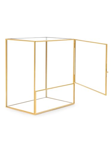 REDHUGO Glass Planter Terrariums with Door, Glass Terrarium Glass Greenhouse, Geometric Plants Terrariums Planter for Moss, Succulent, Indoor Tabletop Centerpiece, Rectangle, Gold (Terrarium ONLY) - color: Gold