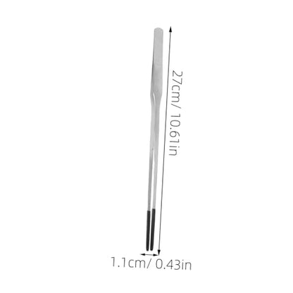 TEHAUX 2pcs Stainless Steel Long Feeding Tongs with Rubber Tips for Reptiles Curved Tweezers for Snake and Gecko Portable Aquarium Terrarium Supplies Easy to Use and Durable
