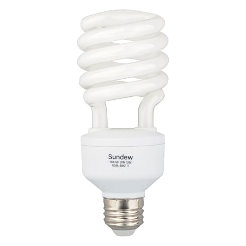 Sundew 10.0 UVB Reptile Light Bulb, Compact Fluorescent Desert Lamp for Bearded Dragons, Tortoises, Lizards, Fits Deep Terrariums, E26 Base