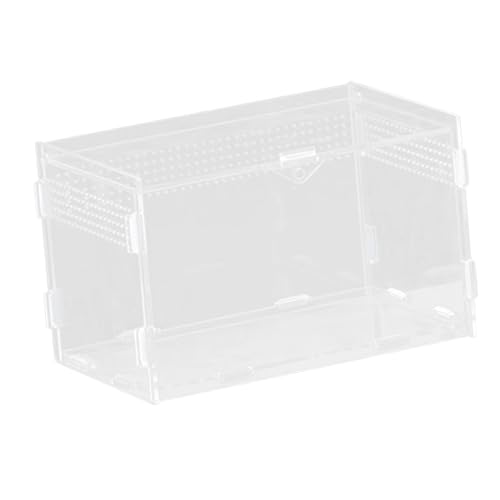 Reptile Breeding Box Terrarium Habitat Tank Transparent Acrylic Enclosure with Ventilation Holes for Snakes Frogs Turtles Geckos Small Animals- 20x12x12cm