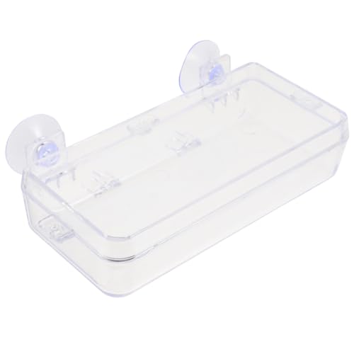 Sosoport Suction Cup Reptile Feeder Acrylic Food and Water Dish with Double Suction for Gecko Lizard Tank Accessories Easy to Clean Reptile Feeding Bowl, 6.10 X 2.95 X 1.37 Inch