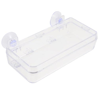 Sosoport Suction Cup Reptile Feeder Acrylic Food and Water Dish with Double Suction for Gecko Lizard Tank Accessories Easy to Clean Reptile Feeding Bowl, 6.10 X 2.95 X 1.37 Inch
