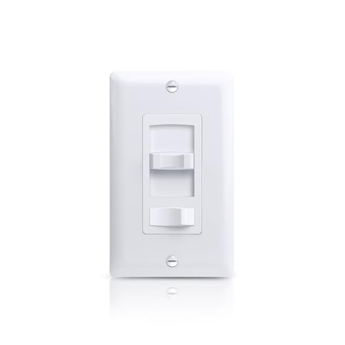 ECOELER Dimmer Switch, Single Pole/3-Way LED Rocker Dimmer Light Switch for 150W LED/CFL and 600W Halogen/Incandescent Bulbs, Wall Plate Included, ETL Listed, White - color: White, size: 1 - Pack