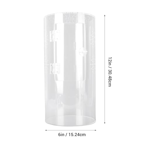 TOPINCN Acrylic Reptile Enclosure, Reptile Terrarium, Clear Transparent Cylindrical Tall Waterproofing Front Opening Door for Jumping Spider Tarantula Lizards Snails Vertical