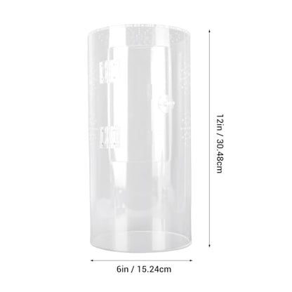 TOPINCN Acrylic Reptile Enclosure, Reptile Terrarium, Clear Transparent Cylindrical Tall Waterproofing Front Opening Door for Jumping Spider Tarantula Lizards Snails Vertical