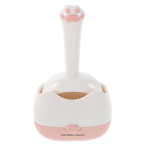 Healifty Wall-Mounted Cat Litter Scoop with Fine Mesh and Dual-Slot Sifting, Plastic Poop Scooper for Cat Litter Box Cleaning, Pink Pet Sand Shovel for Kitten and Reptile Waste Removal
