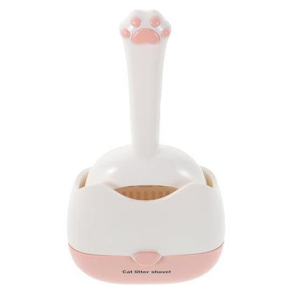 Healifty Wall-Mounted Cat Litter Scoop with Fine Mesh and Dual-Slot Sifting, Plastic Poop Scooper for Cat Litter Box Cleaning, Pink Pet Sand Shovel for Kitten and Reptile Waste Removal