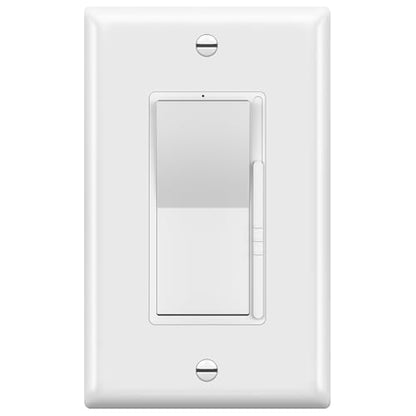TOPGREENER Kalide Dimmer Paddle Light Switch, LED Slide Dimmer Switch, Full Range Dimming, Single Pole/3-Way, Dimmable 300W LED/CFL Lights, Neutral Wire Not Required, Wall Plate Included, White,1 Pack - color: White, size: Single Pole & 3 Way