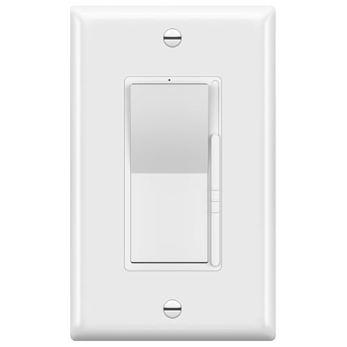 TOPGREENER Kalide Dimmer Paddle Light Switch, LED Slide Dimmer Switch, Full Range Dimming, Single Pole/3-Way, Dimmable 300W LED/CFL Lights, Neutral Wire Not Required, Wall Plate Included, White,1 Pack - color: White, size: Single Pole & 3 Way