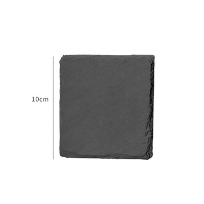 2 Pcs 4 Inch Slate Coasters Boards Black Stone Drink Coasters Square Natural Stone Coasters Slate Reptile Basking Platform Tortoise Feeding Dish Plate Chameleon Food Dish Bowl