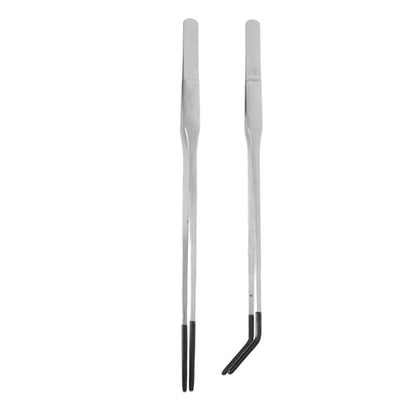2pcs Stainless Steel Gecko Feeding Tongs with Rubber Tips Long Curved Aquarium Tweezers for Reptiles Lightweight Terrarium Supplies for Snakes and Lizards