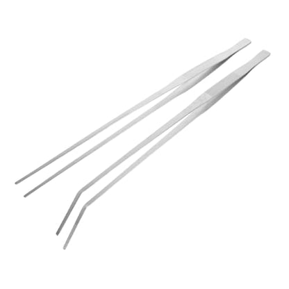 2pcs Heavy-Duty Stainless Steel Reptile Feeding Tongs Curved Aquarium Tweezers for Terrarium Use Long Handle Tweezers for Feeding Lizards and Aquatic Plants