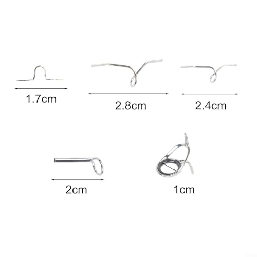 Fly Fishing Rod Guides Set with Stainless Steel Rings Tip Top Hook Keeper Stripper Snake Guides for Fly Rod Building Repair Kit Silver 11 Pcs