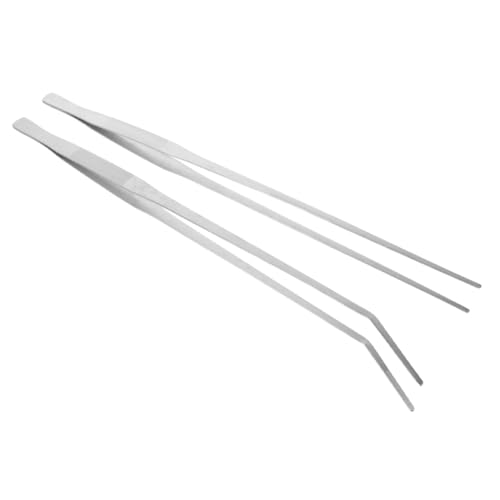 LIOOBO 2pc Reptile Feeding Tongs Stainless Steel Tweezers Long Handle for Terrarium Aquarium