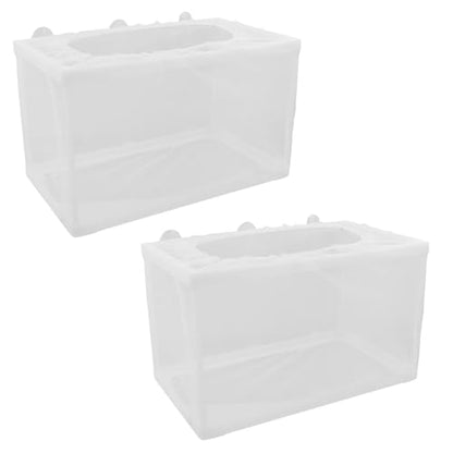 MY MIRONEY 2PCS 10.24" x 5.91" x 5.91" Fish Tank Breeder White Nylon Fish Incubator Mesh Box Aquarium Fish Fry Hatchery Breeder with Suction Cups - style: 10.24" x 5.91" x 5.91"; White; without Divider