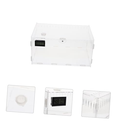 Transparent Acrylic Reptile Breeding Box with Ventilation System for Snakes Tarantulas and Reptiles Habitat with Temperature Humidity Gauge