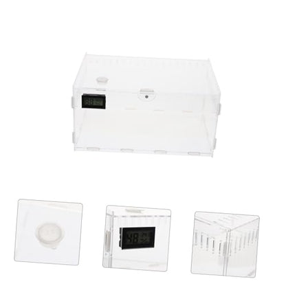 Transparent Acrylic Reptile Breeding Box with Ventilation System for Snakes Tarantulas and Reptiles Habitat with Temperature Humidity Gauge