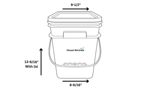 House Naturals 4 Gallon Square Food Grade Bucket Pail with Plastic Handles and Lid (Pack of 3) Made in USA containers (Gray) - color: Gray