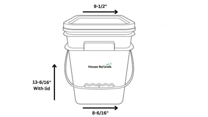 House Naturals 4 Gallon Square Food Grade Bucket Pail with Plastic Handles and Lid (Pack of 3) Made in USA containers (White) - color: White