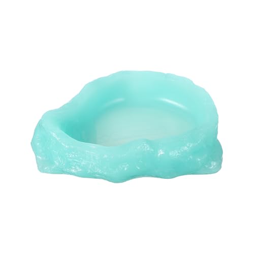 Reptile Food Bowl, Reptile Feeding Dish Corner Bowl Water Resin Rock Worm Feeder Dish S (5.1 in, Glow Blue), Intended for Lizards/o/Scaled Pet/Leopard o/Spiders - color: Glow Blue, size: 5.1 In
