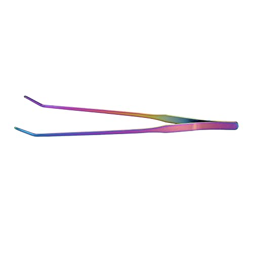 Aquarium Tweezers,27cm Long Multipurpose Tongs Stainless Steel Fish Long Tweezers Planted Tongs Feeding Tools for Kitchen Reptiles (27cm bent clip) - size: 27cm bent clip