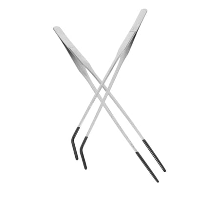 POPETPOP 2pcs Stainless Steel Feeding Tongs Rubber Tips Curved Aquarium Tweezers for Reptile Feeding for Snakes Geckos and Terrarium Supplies