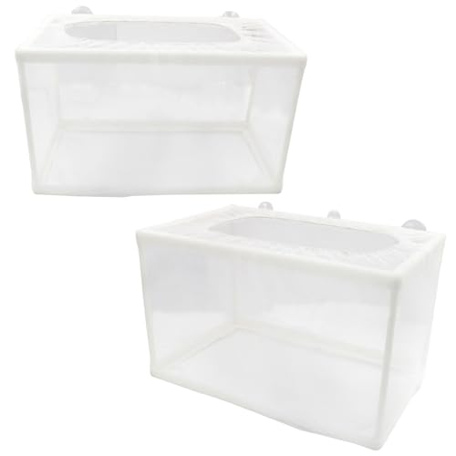 Hordion 2 Pack Mesh Aquarium Breeder Box, Fish Tank Breeder Net Fry Hatchery Incubator Mesh with Suction Cups for Newborn Small Fish, Large Size