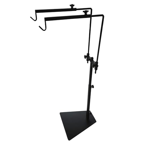 Adjustable Reptile Dual Lamp Stand Floor Light Holder, Hook Hanging Heat Lamp for Reptile Amphibian Terrariums Tortoise and Other Cold Blooded Animal Enclosures Glass Terrarium Heating Light