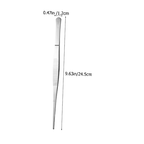 Kisangel 5pcs Stainless Steel Industrial Tweezers Round Tip Long Pointed for Crafts Snake Tongs Reptile Feeding Garden Repair